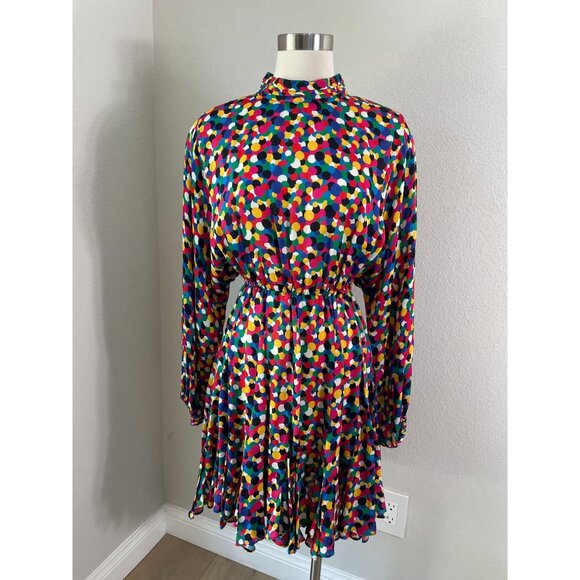 Rhode Womens Medium Caroline Dress Micro Confetti Mock Neck Long Sleeve - Picture 2 of 12